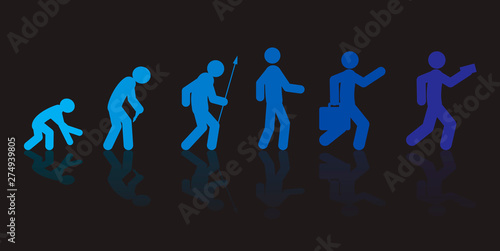 Human revolution, progress walk stages, vector