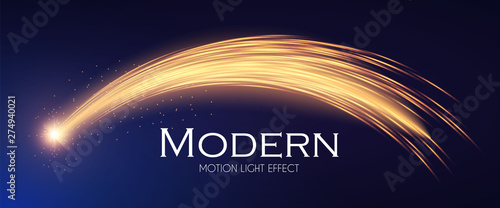 Shining Star with Golden Trail. Magic Motion. Fireworks Effect.