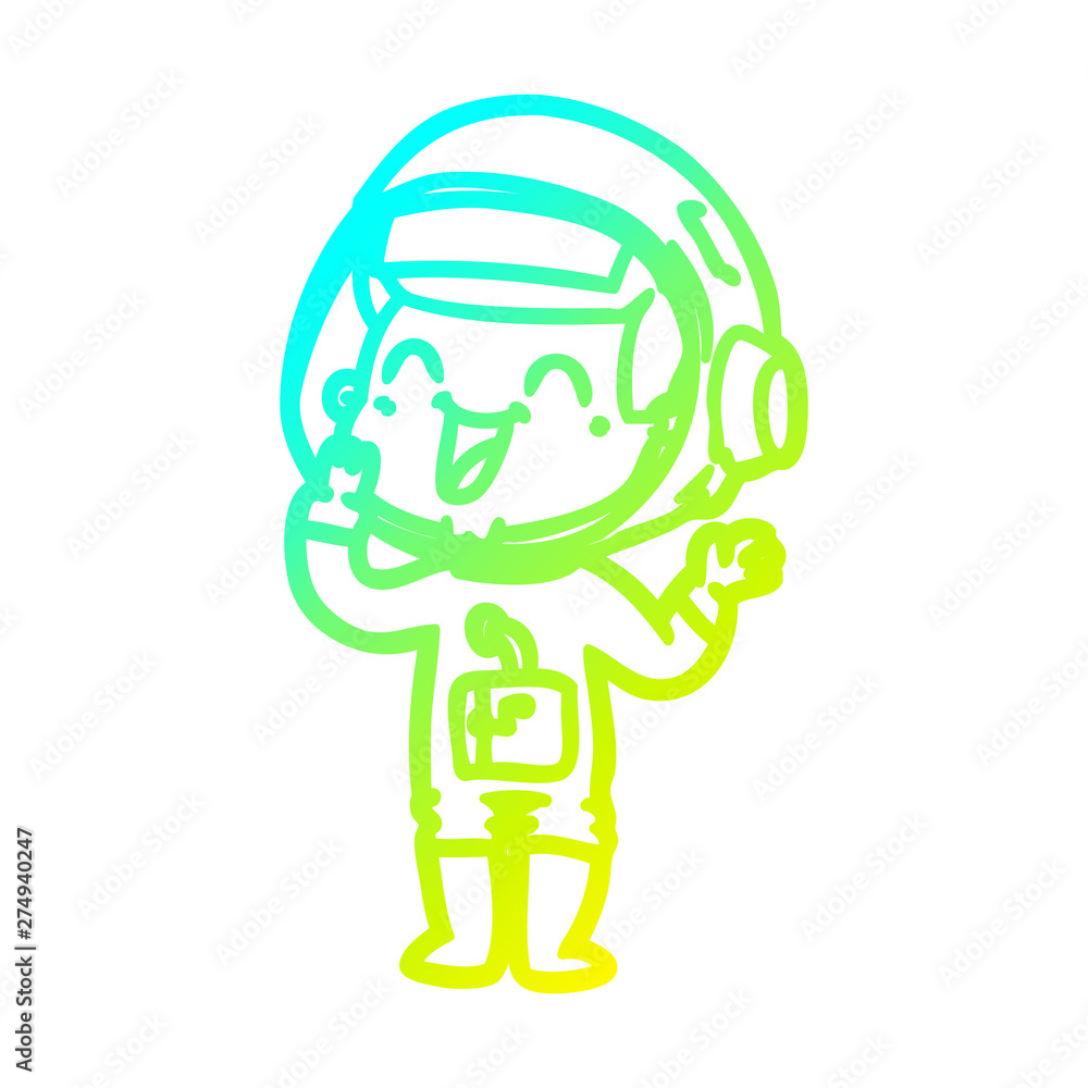 cold gradient line drawing happy cartoon astronaut cold gradient line drawing happy cartoon astronaut