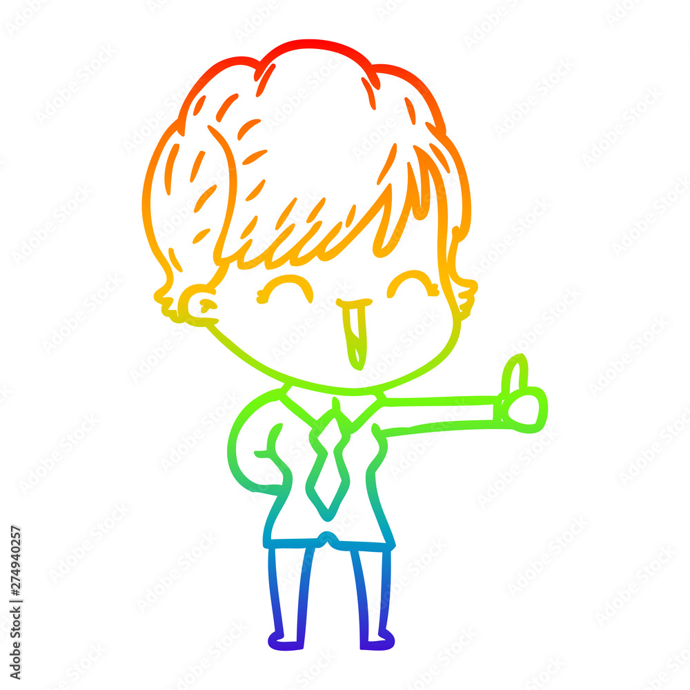 rainbow gradient line drawing cartoon laughing woman rainbow gradient line drawing cartoon laughing woman