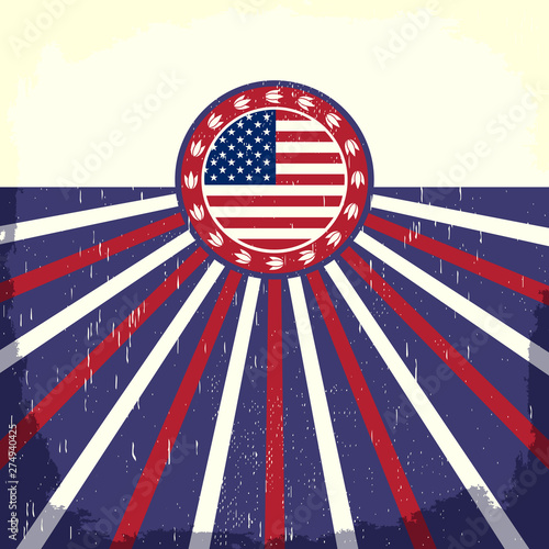 America Vintage Patriotic card vector design, American holiday decoration