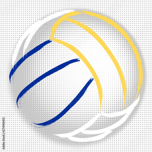 Stylized illustration hand drawing of a volleyball with a halftone background. Sport vector