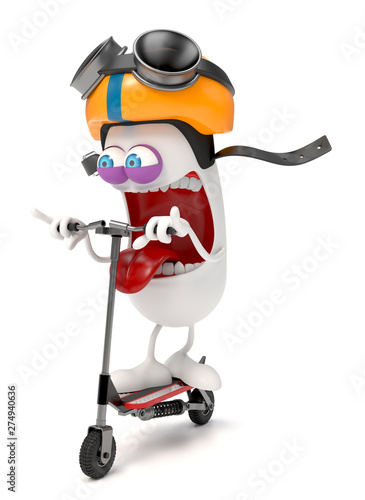 Canvas Print funny character riding a scooter