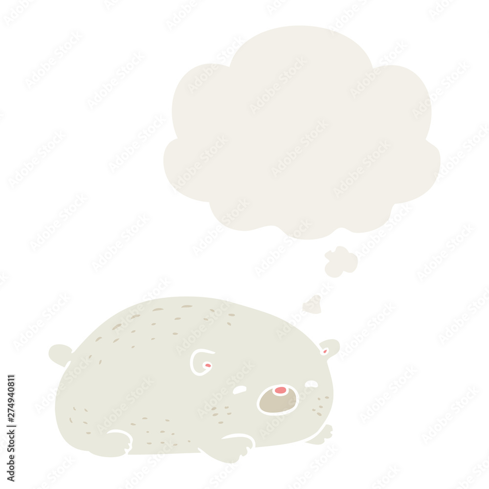 cartoon polar bear and thought bubble in retro style cartoon polar bear and thought bubble in retro style