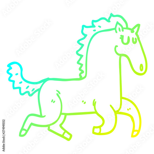 cold gradient line drawing cartoon magnificent stallion