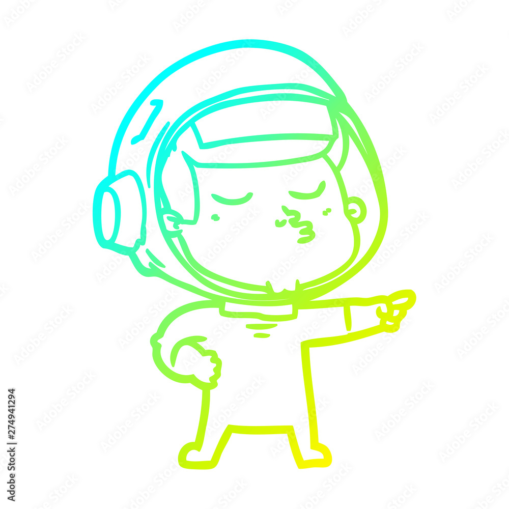cold gradient line drawing cartoon confident astronaut cold gradient line drawing cartoon confident astronaut
