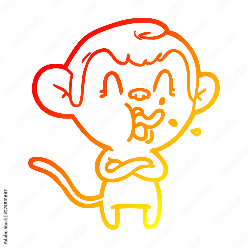 warm gradient line drawing crazy cartoon monkey warm gradient line drawing crazy cartoon monkey