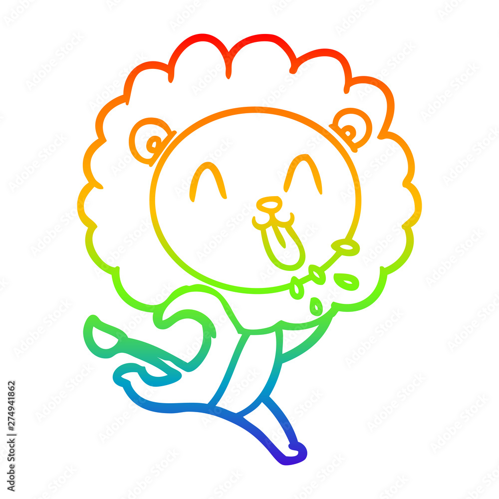 rainbow gradient line drawing happy cartoon lion rainbow gradient line drawing happy cartoon lion