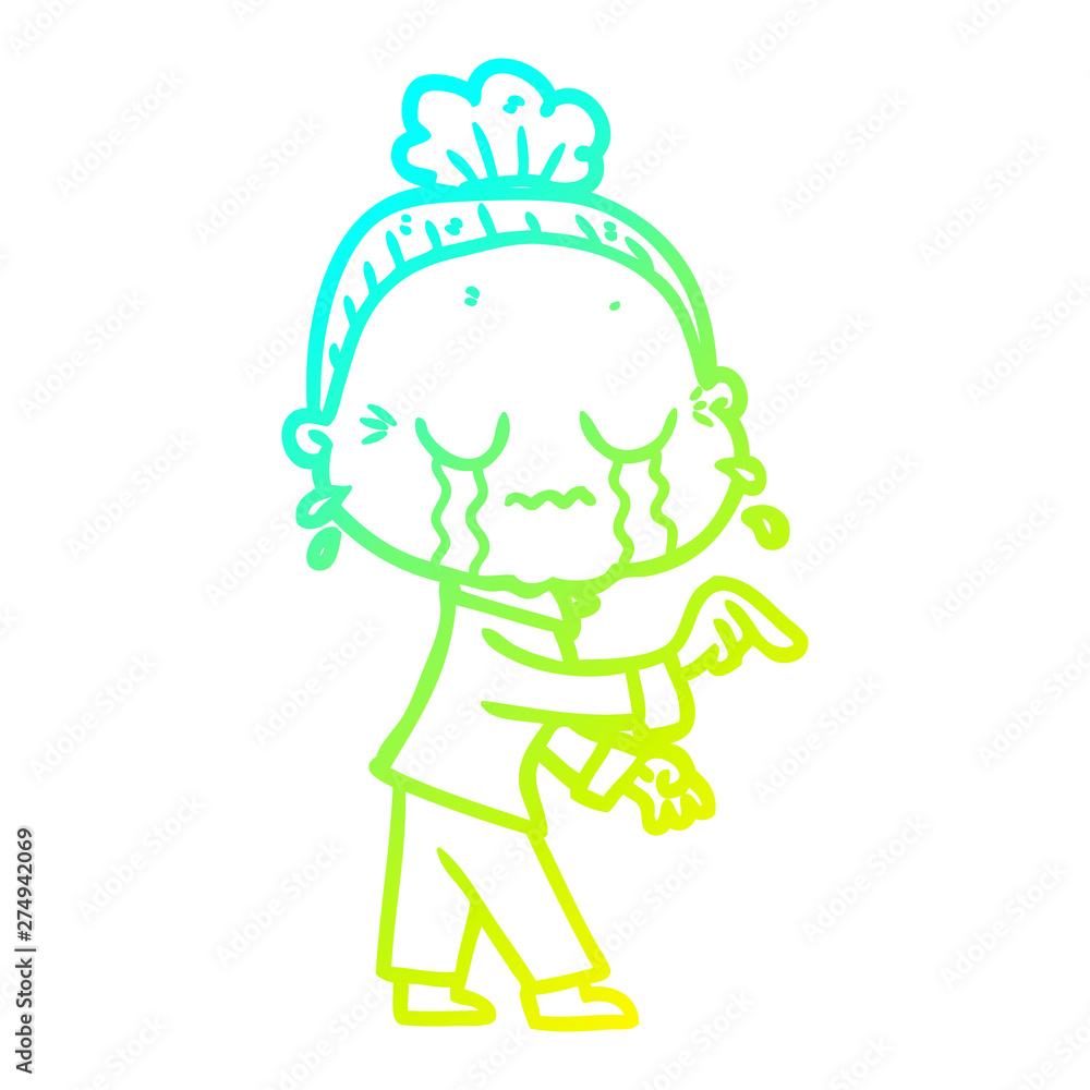 cold gradient line drawing cartoon crying old lady cold gradient line drawing cartoon crying old lady