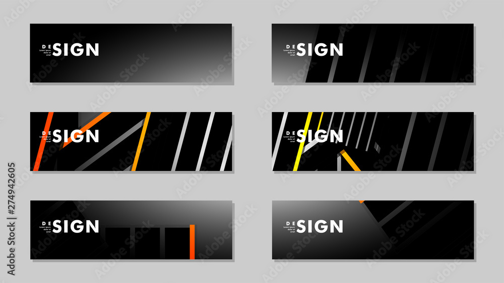 A set of modern vector banners with a line background