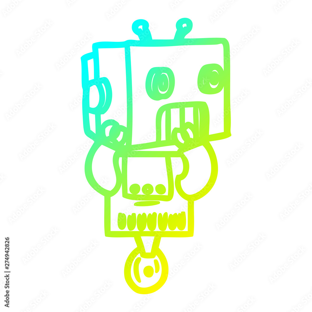 cold gradient line drawing cartoon robot cold gradient line drawing cartoon robot