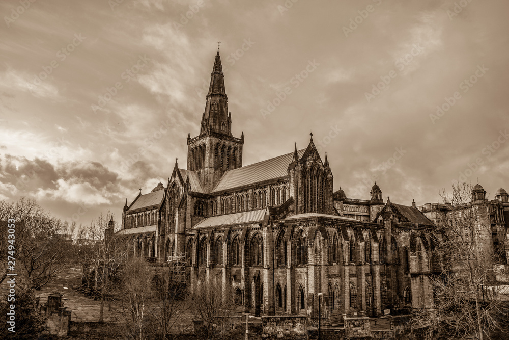 Beautiful Glasgow St Mungo’s Cathedral in Sepia Colour Beautiful Glasgow St Mungo’s Cathedral in Sepia Colour