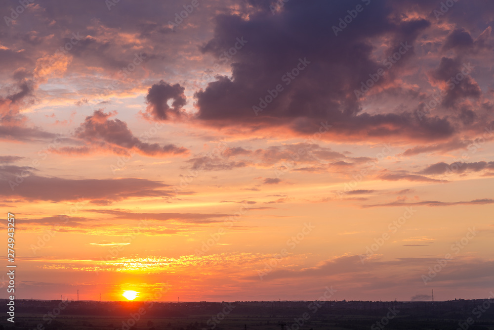 bright sunset with clouds