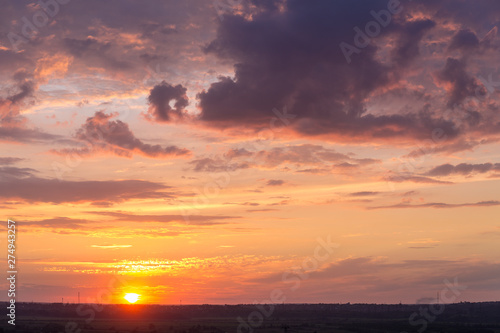 bright sunset with clouds