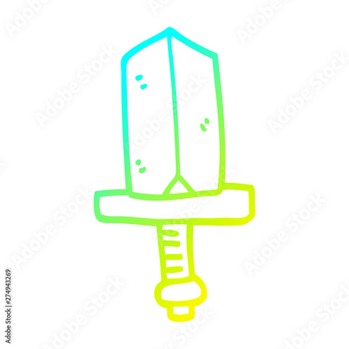 cold gradient line drawing cartoon jeweled dagger