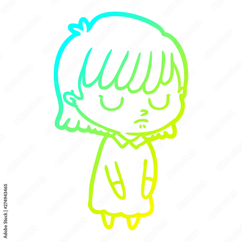 cold gradient line drawing cartoon woman cold gradient line drawing cartoon woman