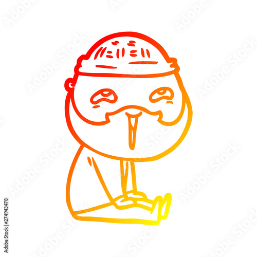 warm gradient line drawing cartoon happy bearded man