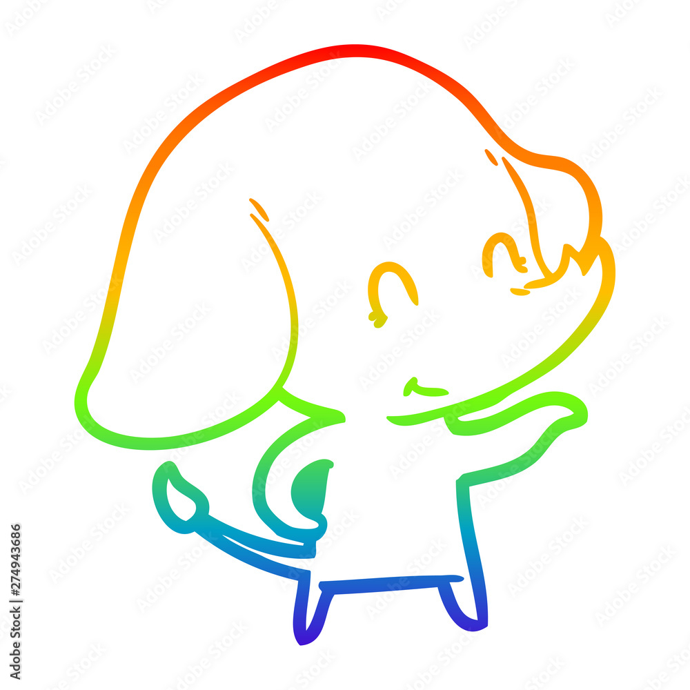 rainbow gradient line drawing cute cartoon elephant rainbow gradient line drawing cute cartoon elephant