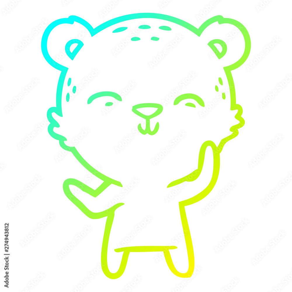 cold gradient line drawing happy cartoon bear cold gradient line drawing happy cartoon bear