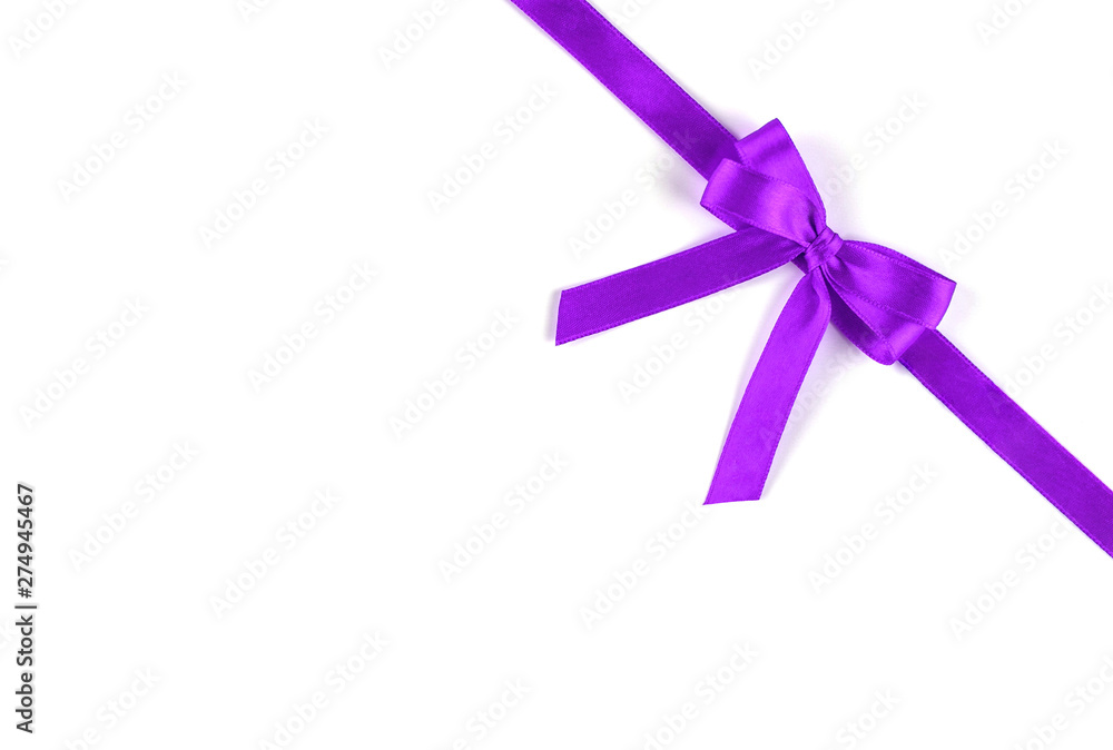 Shiny purple silk ribbon on white background. Shiny purple silk ribbon on white background.