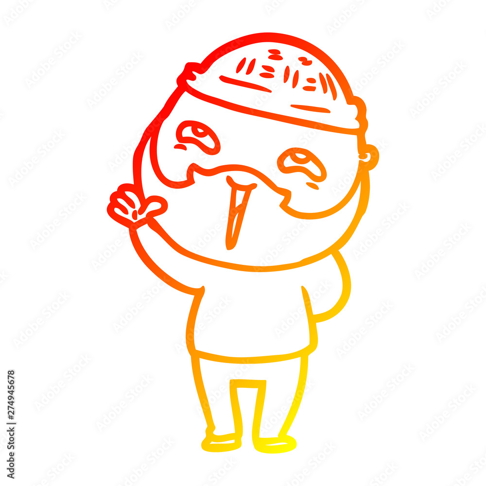 warm gradient line drawing cartoon happy bearded man warm gradient line drawing cartoon happy bearded man