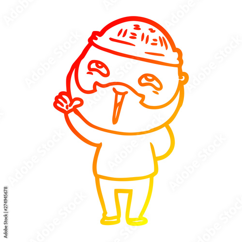 warm gradient line drawing cartoon happy bearded man