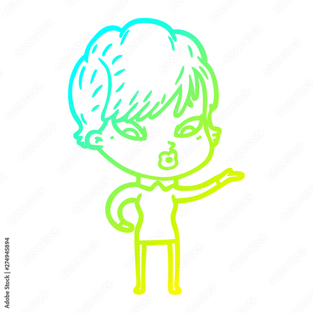 cold gradient line drawing cartoon woman cold gradient line drawing cartoon woman