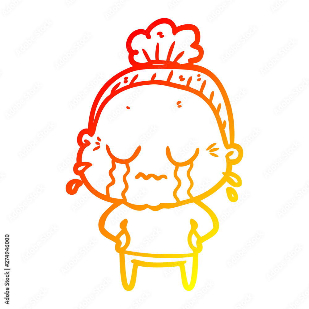 warm gradient line drawing cartoon crying old lady warm gradient line drawing cartoon crying old lady