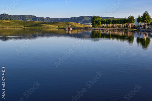 landscape with lake and trees