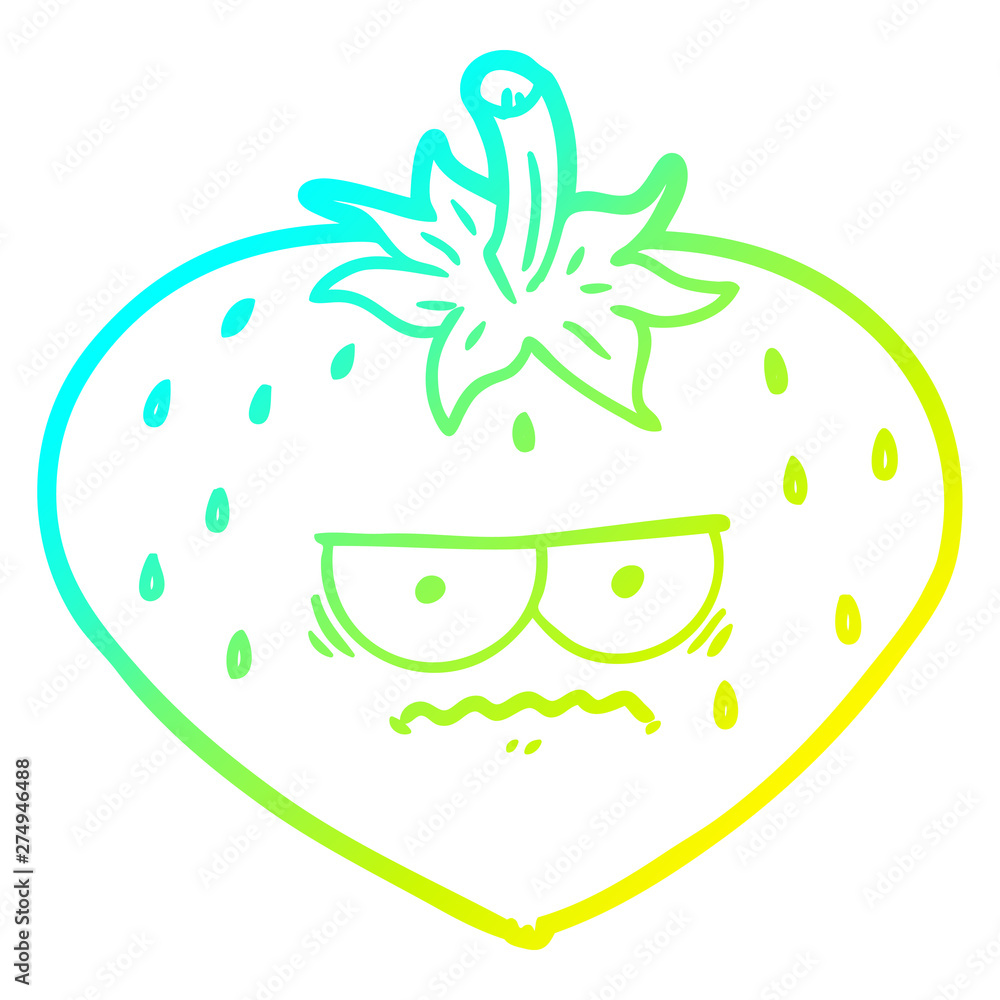 Fototapeta premium cold gradient line drawing cartoon strawberry