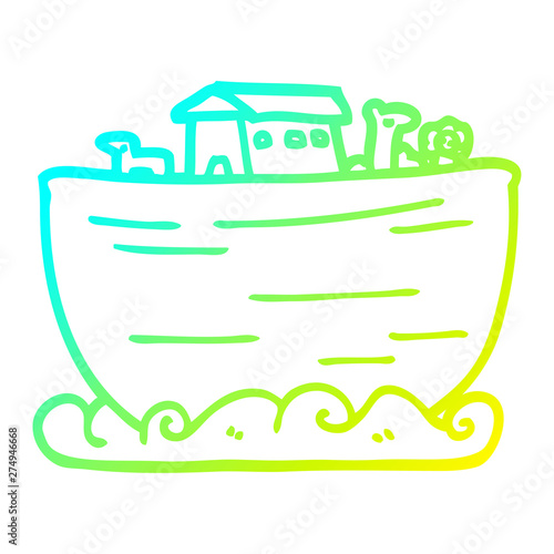 cold gradient line drawing cartoon noahs ark