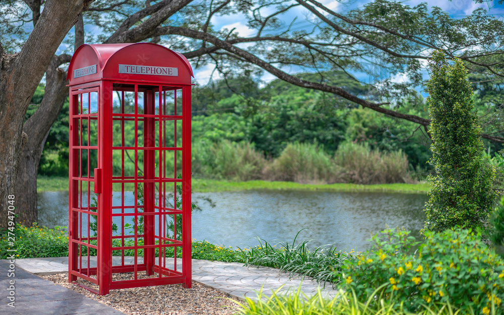 Red Telephone Booth Cabinet In Public Red Telephone Booth Cabinet In Public