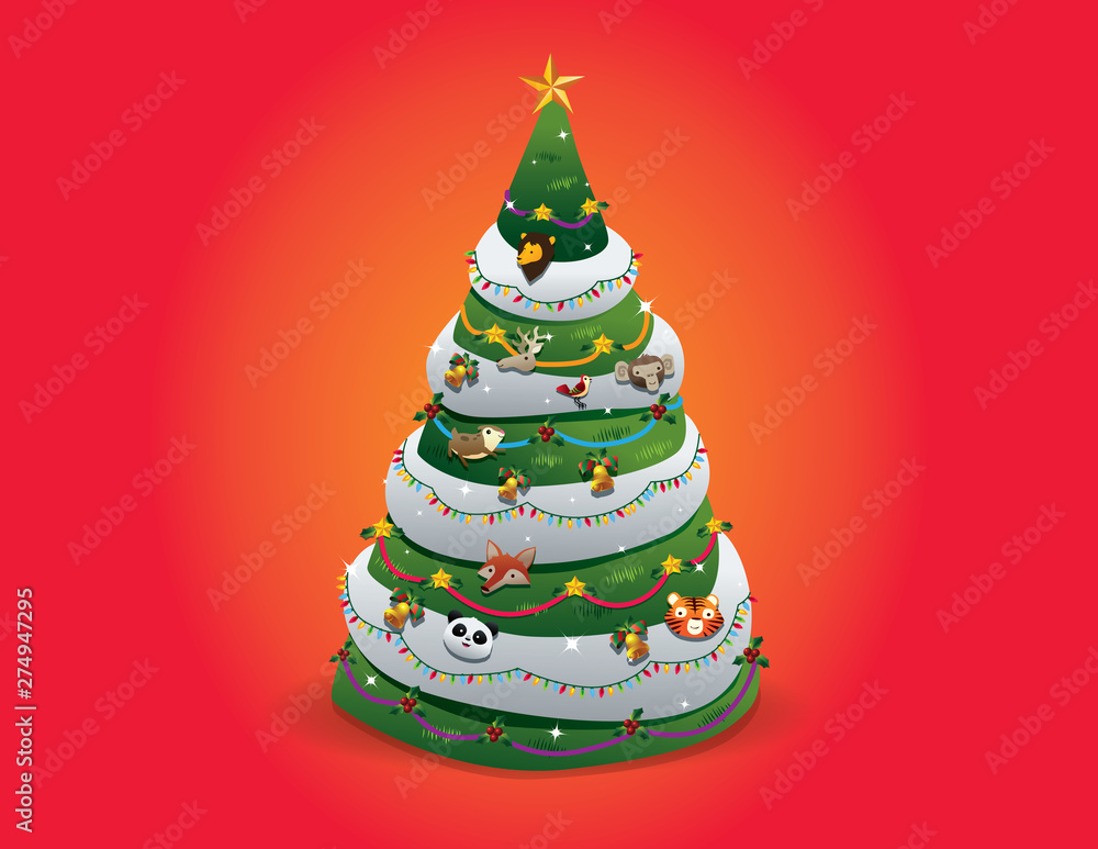 christmas tree on red background christmas tree on red background