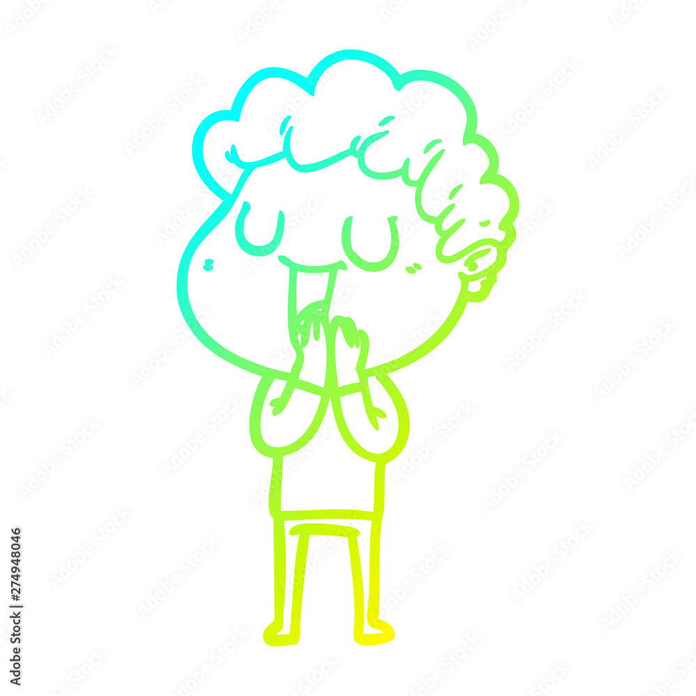 cold gradient line drawing laughing cartoon man cold gradient line drawing laughing cartoon man