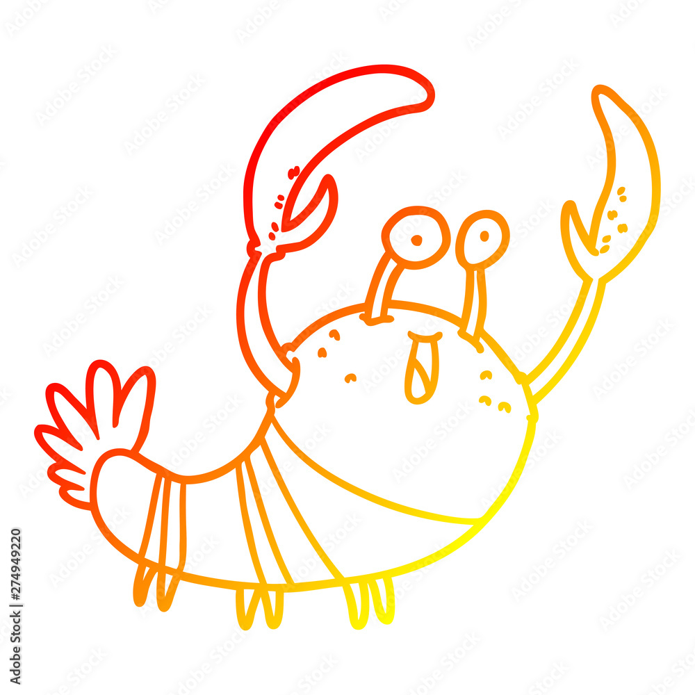 warm gradient line drawing cartoon lobster Stock Vector | Adobe Stock