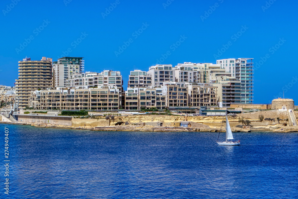 View of the new part of the city Sliema, Malta