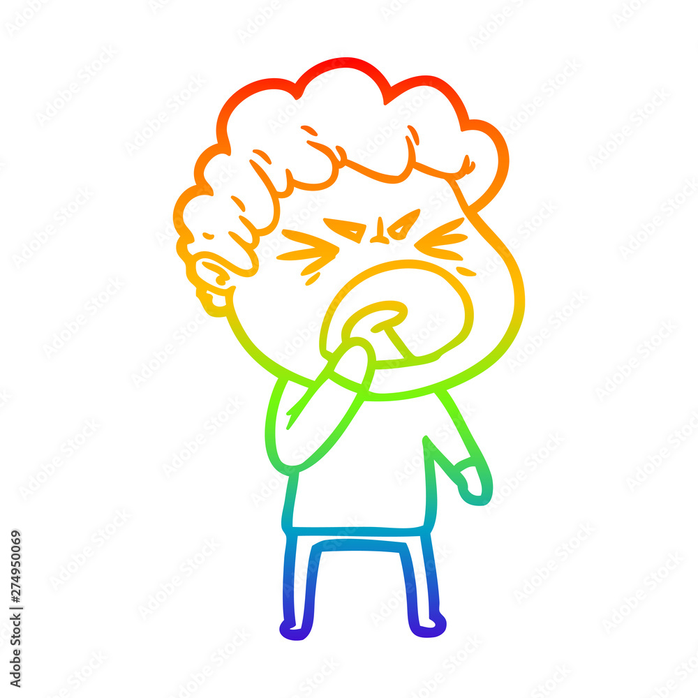rainbow gradient line drawing cartoon furious man rainbow gradient line drawing cartoon furious man