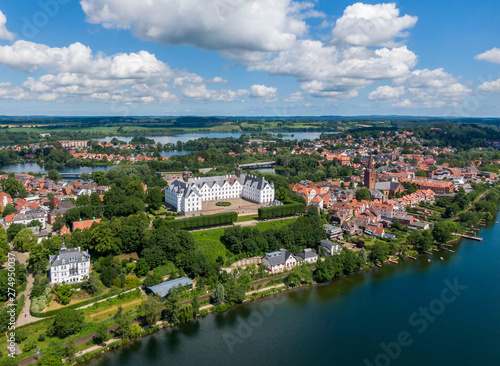 Aerial view of Ploen castle and old town