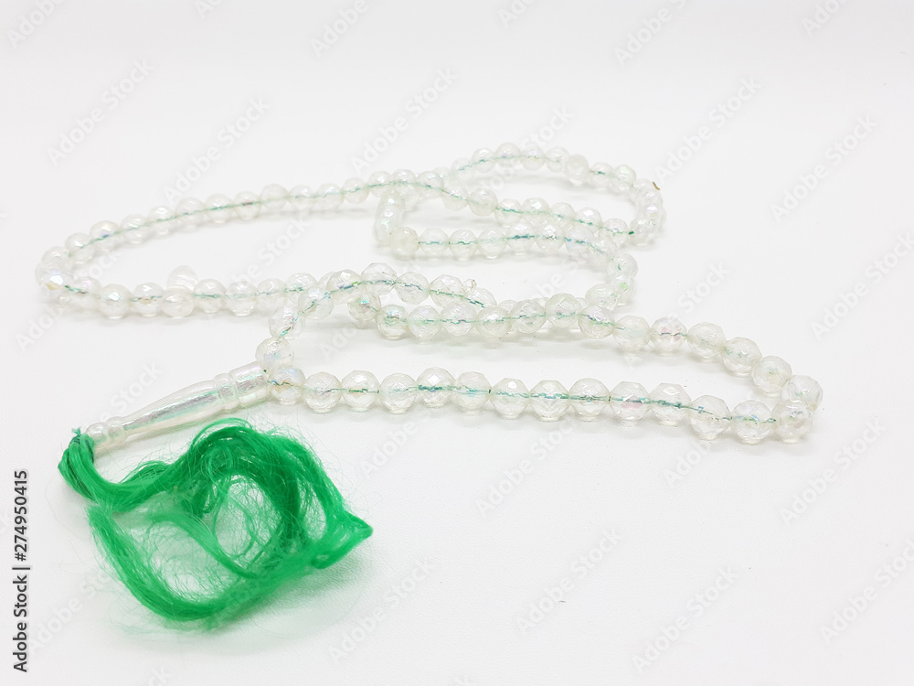 Islam Religious Praying Beads Rope in White Isolated Background