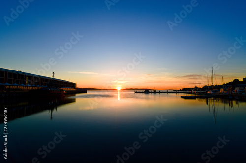 Sunrise at wharf in Tasmania
