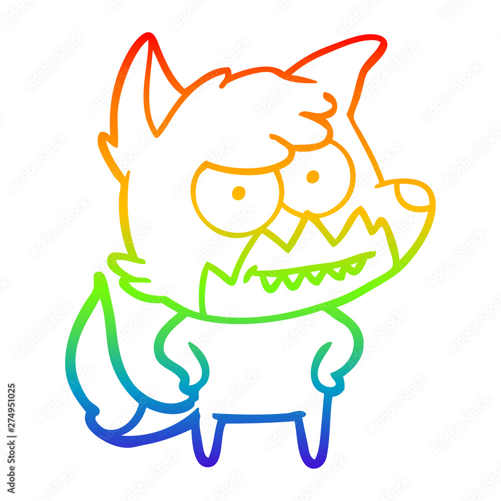 rainbow gradient line drawing cartoon grinning fox rainbow gradient line drawing cartoon grinning fox