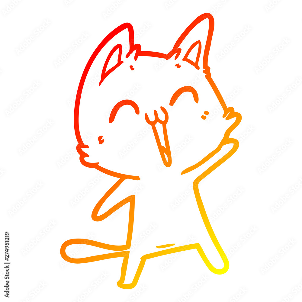 warm gradient line drawing happy cartoon cat warm gradient line drawing happy cartoon cat