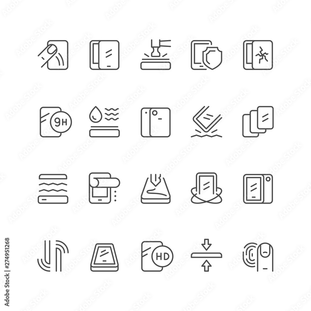 Smartphone protection line outline icon Smartphone protection line outline icon