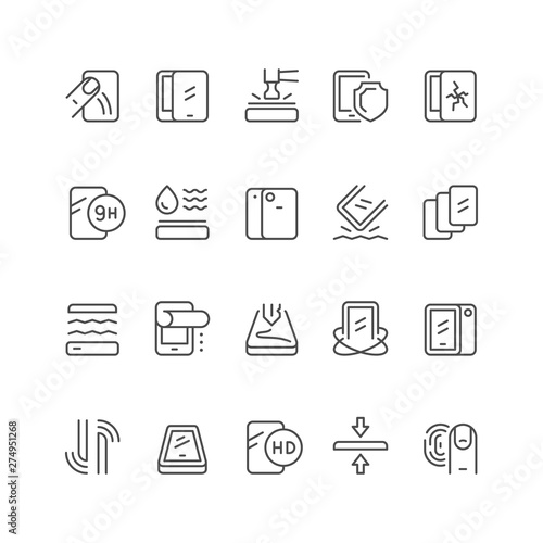 Smartphone protection line outline icon