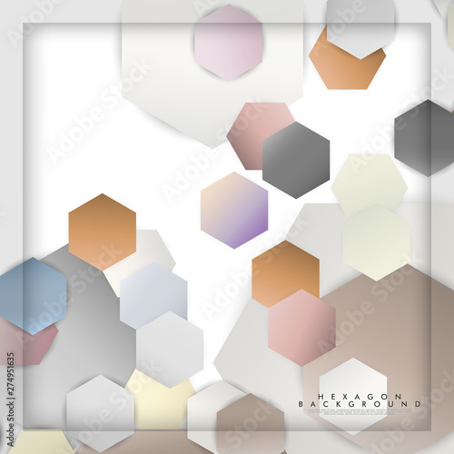 abstract vector hexagon background with color stone and brick gradient and shadow
