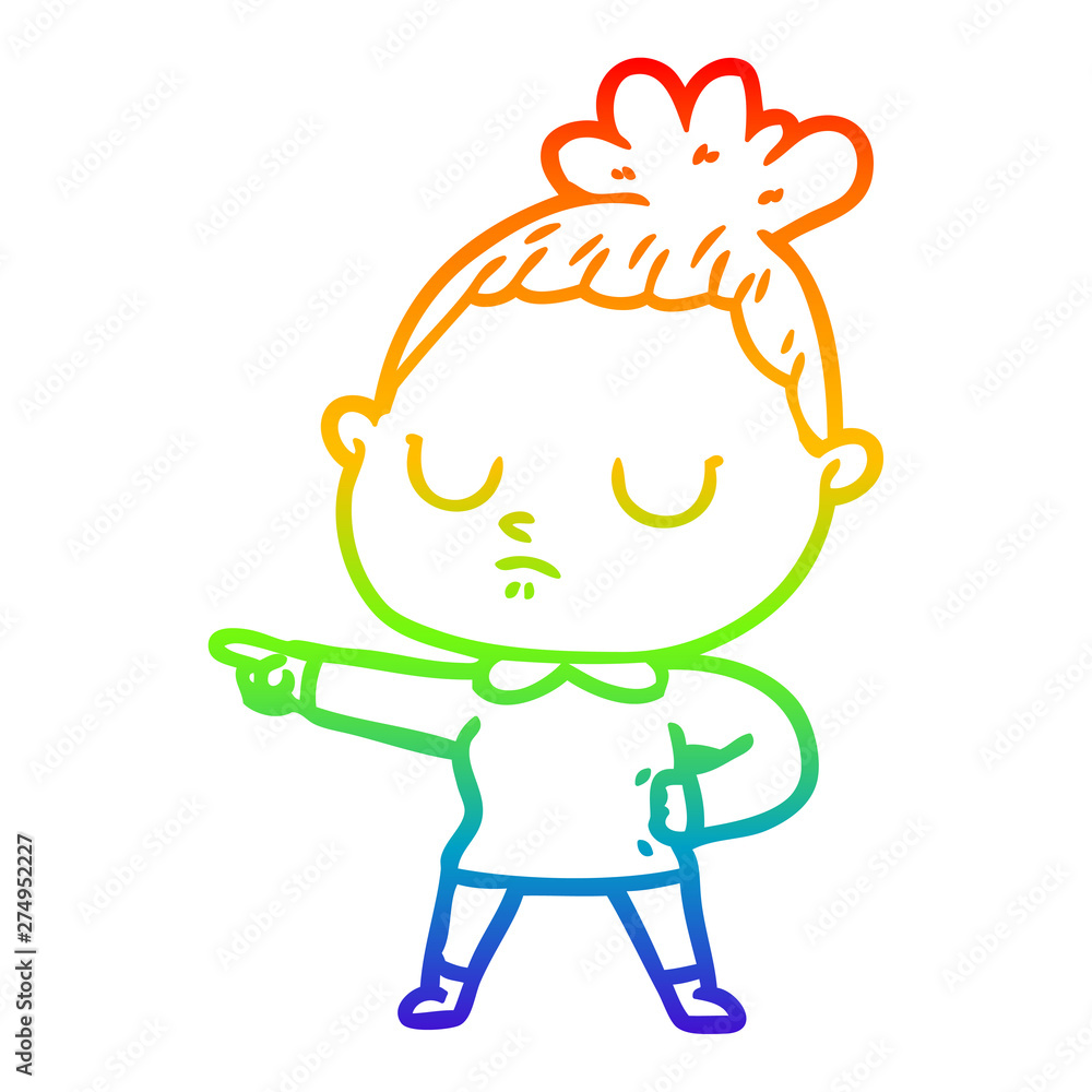 rainbow gradient line drawing cartoon calm woman rainbow gradient line drawing cartoon calm woman