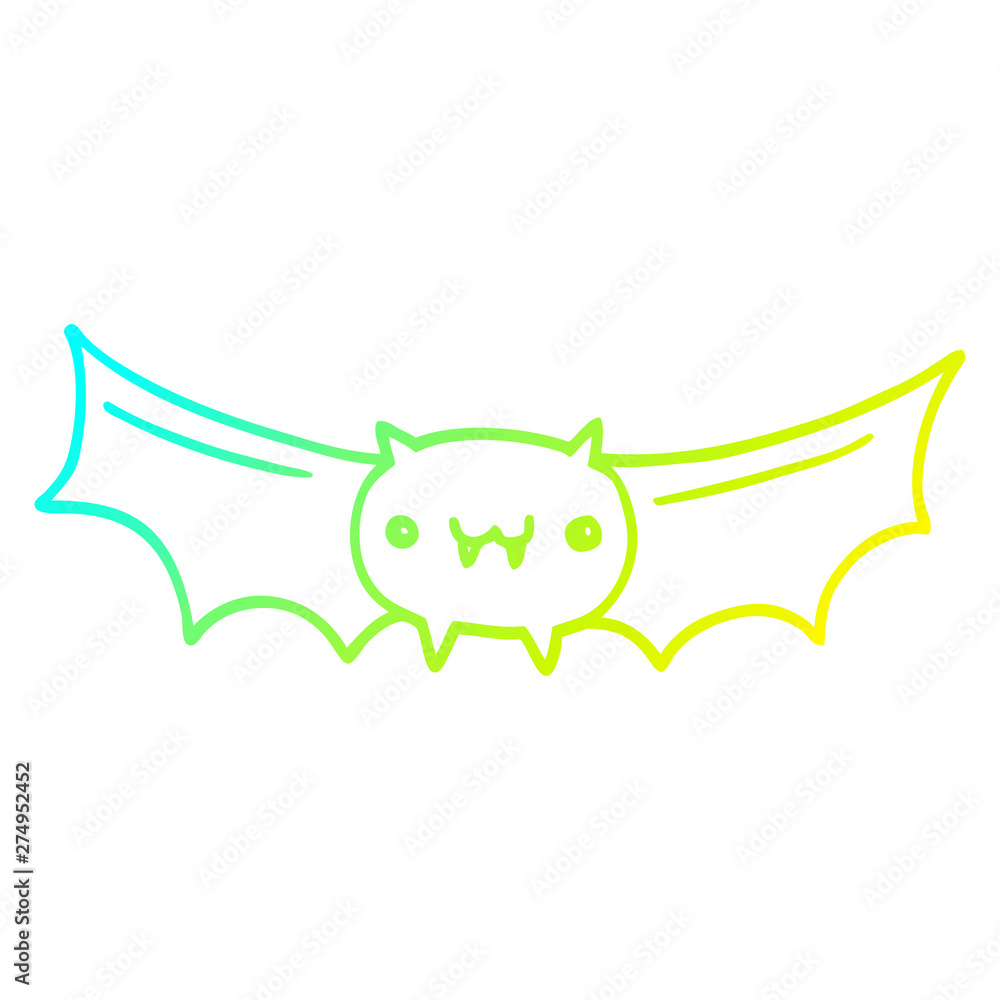 Fototapeta premium cold gradient line drawing cartoon vampire bat