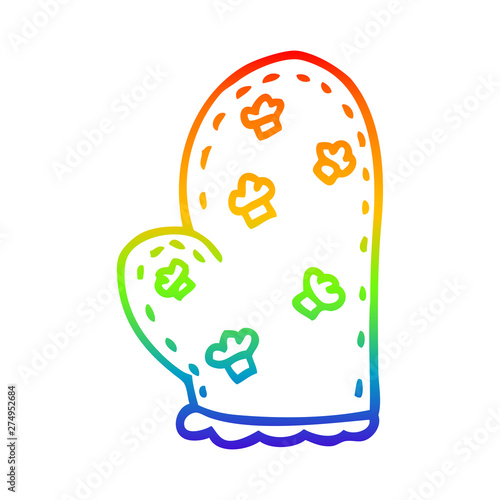 rainbow gradient line drawing cartoon oven glove