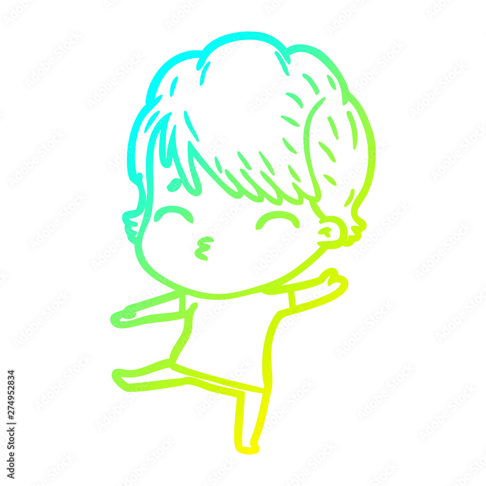 cold gradient line drawing cartoon woman thinking cold gradient line drawing cartoon woman thinking