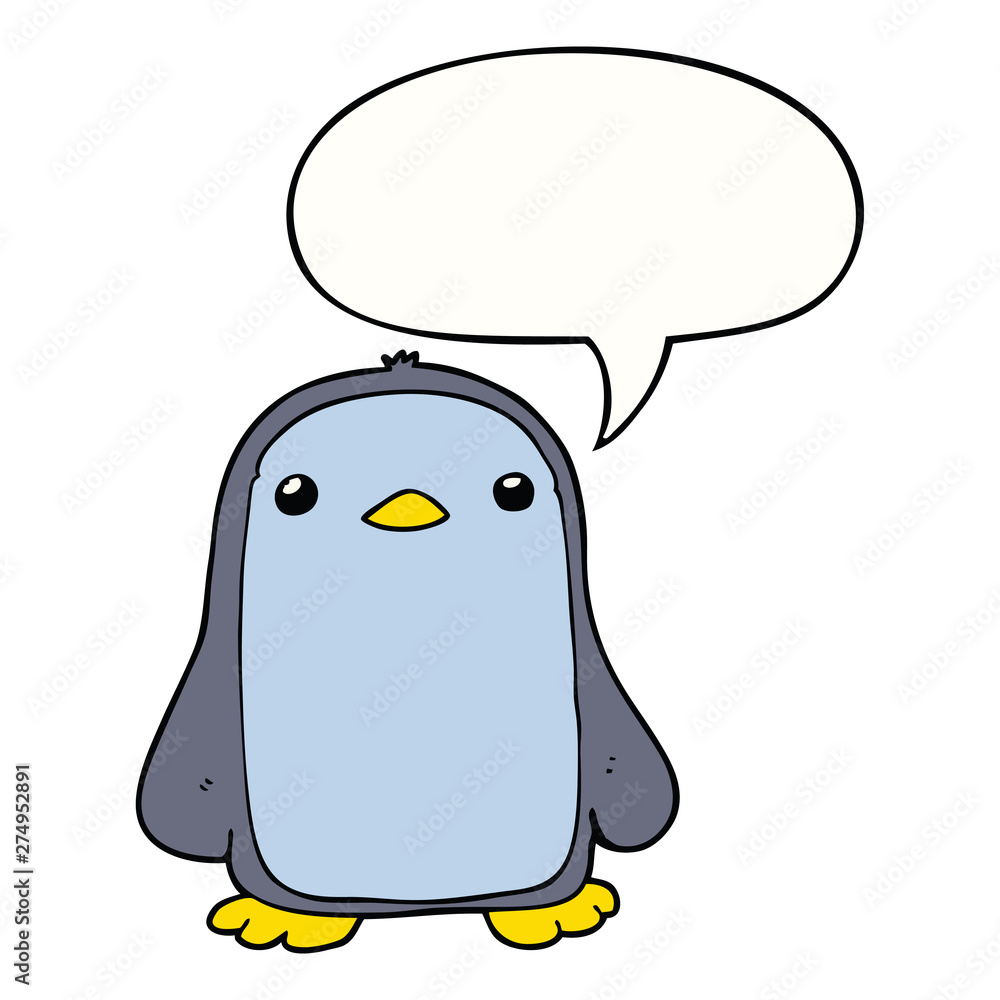 cute cartoon penguin and speech bubble cute cartoon penguin and speech bubble
